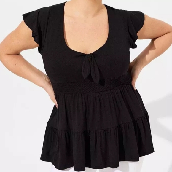 Torrid Super Soft Knits Tie Bust Babydoll Top - Picture 1 of 4